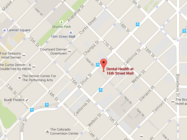 Map to Dental Health at 16th Street Mall