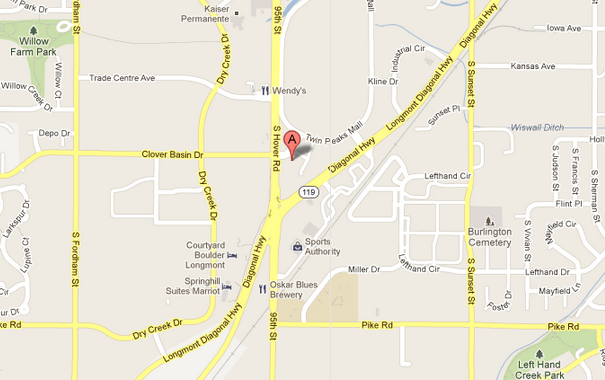 Map of our dentist in Longmont, CO.