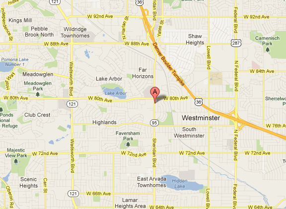 Westminster Dental Health. Map to dentist in Westminster and Aurora.