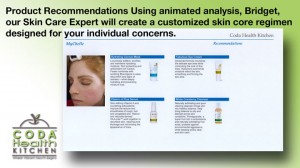 This image displays a document that recommends skin care products.