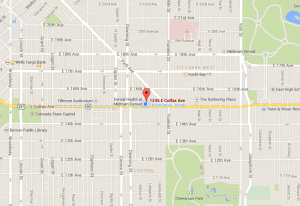 This map illustrates our location at 1245 E. Colfax Ave, Denver, CO 80218